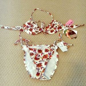 Girl Star Floral Print String Bikini; NWT; sz S